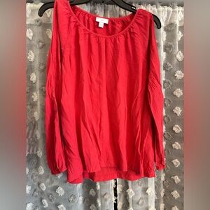 J. Jill Vibrant Coral/Red cold shoulder blouse!